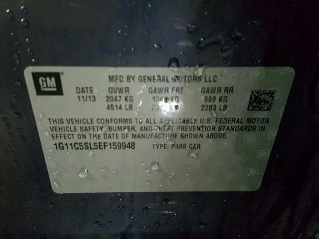 1G11C5SL5EF159948 - 2014 CHEVROLET MALIBU 1LT BLUE photo 10