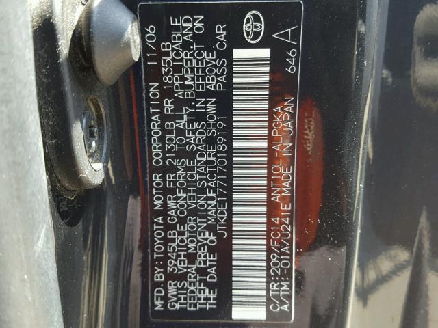 JTKDE177170189191 - 2007 TOYOTA SCION TC 石墨色 照片 10