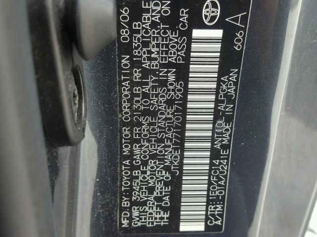 JTKDE177170171905 - 2007 TOYOTA SCION TC 蓝色 照片 10