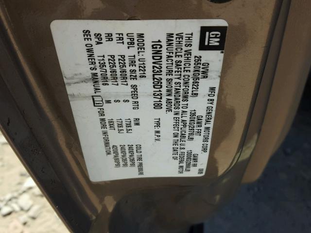 1GNDV23L26D137180 - 2006 CHEVROLET UPLANDER L 米色 照片 10