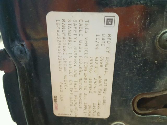 1G2WJ52M6SF204407 - 1995 PONTIAC GRAND PRIX GREEN photo 10