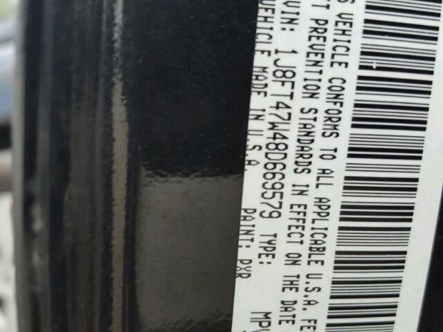 1J8FT47W48D669579 - 2008 JEEP COMPASS SP BLACK photo 10