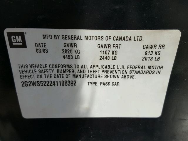 2G2WS522241108392 - 2004 PONTIAC GRAND PRIX GREEN photo 10