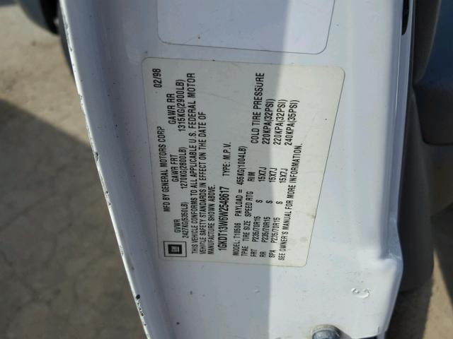 1GKDT13W6W2548617 - 1998 GMC JIMMY Biały zdjęcie 10