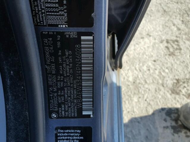 WBAEW53414PN36028 - 2004 BMW 330 XI BLUE photo 10