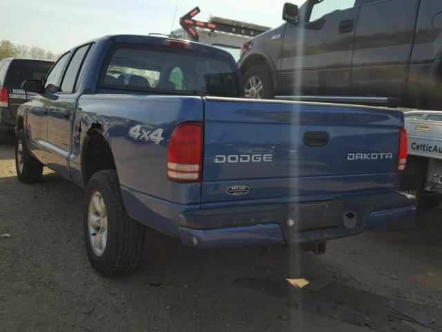 1D7HG38KX4S743030 - 2004 DODGE DAKOTA QUA BLUE photo 3