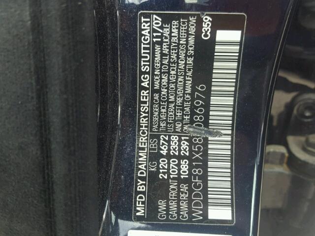 WDDGF81X58F086976 - 2008 MERCEDES-BENZ C 300 4MAT BLUE photo 10