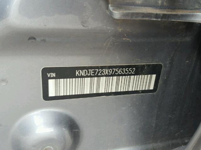 KNDJE723X97563552 - 2009 KIA SPORTAGE L GRAY photo 10