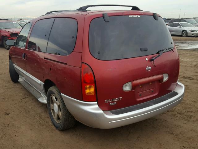 4N2XN11T2YD814120 - 2000 NISSAN QUEST SE MAROON photo 3