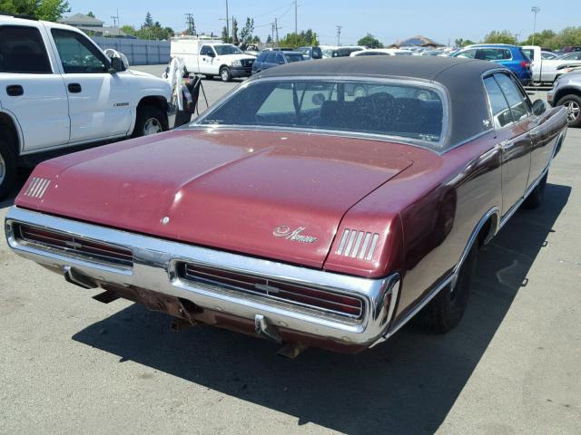 DH43T0D182837 - 1970 DODGE MONACO BURGUNDY photo 4