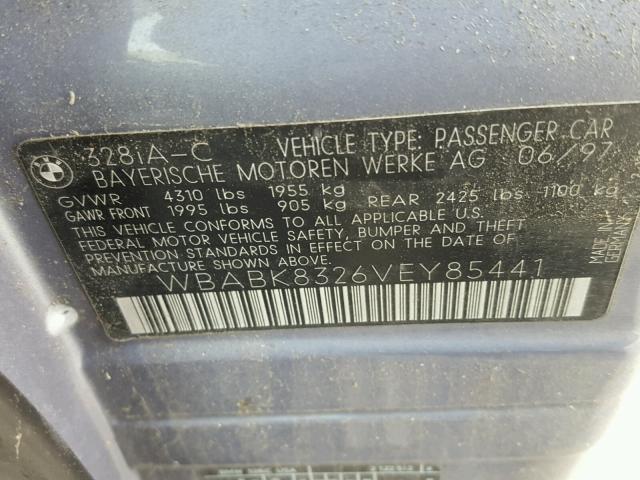 WBABK8326VEY85441 - 1997 BMW 328 IC AUT GRAY photo 10