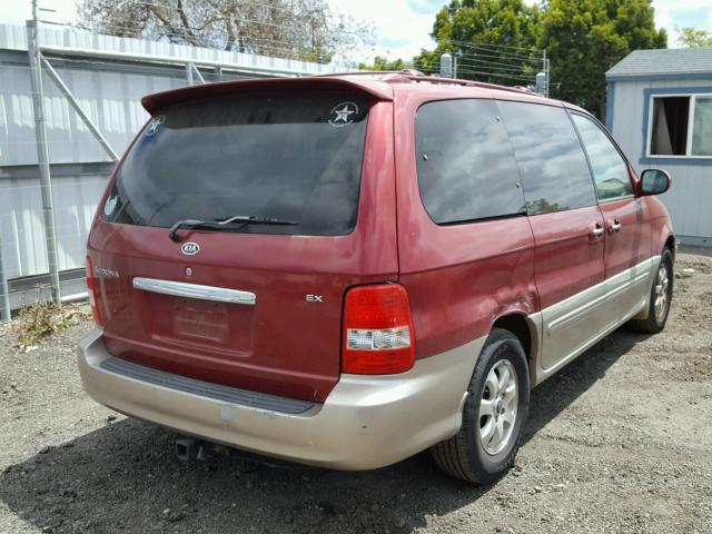 KNDUP132656709410 - 2005 KIA SEDONA EX RED photo 4