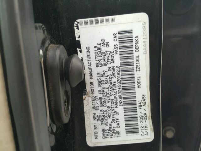 1NXBR32E58Z019216 - 2008 TOYOTA COROLLA CE BLACK photo 10