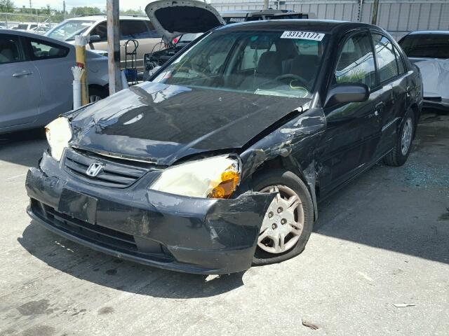 1HGES16552L062165 - 2002 HONDA CIVIC LX BLACK photo 2