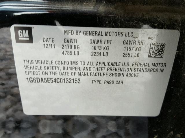 1G6DA5E54C0132153 - 2012 CADILLAC CTS BLACK photo 10