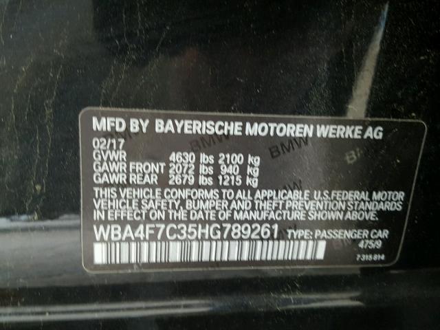 WBA4F7C35HG789261 - 2017 BMW 430I GRAN BLACK photo 10