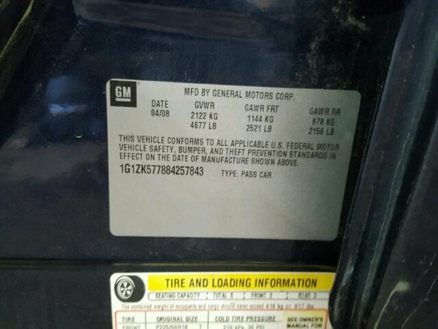 1G1ZK577884257843 - 2008 CHEVROLET MALIBU LTZ 蓝色 照片 10