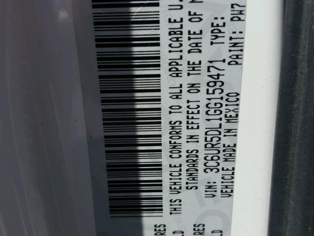 3C6UR5DL1GG159471 - 2016 RAM 2500 SLT WHITE photo 10