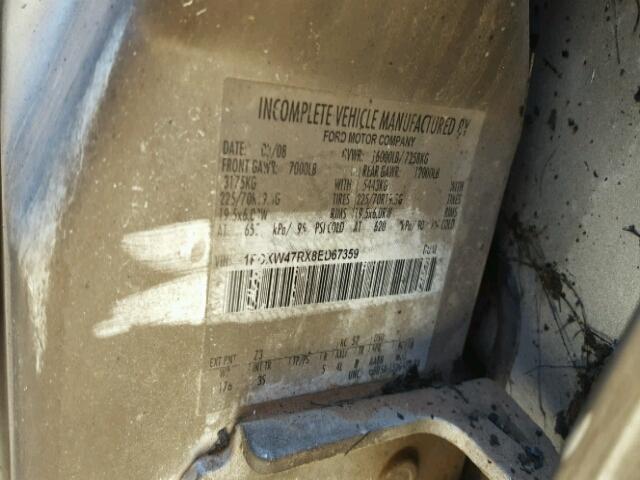 1FDXW47RX8ED67359 - 2008 FORD F450 SUPER SILVER photo 10