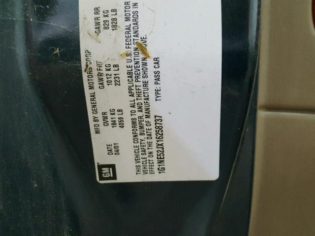 1G1NE52JX16258737 - 2001 CHEVROLET MALIBU LS 绿色 照片 10