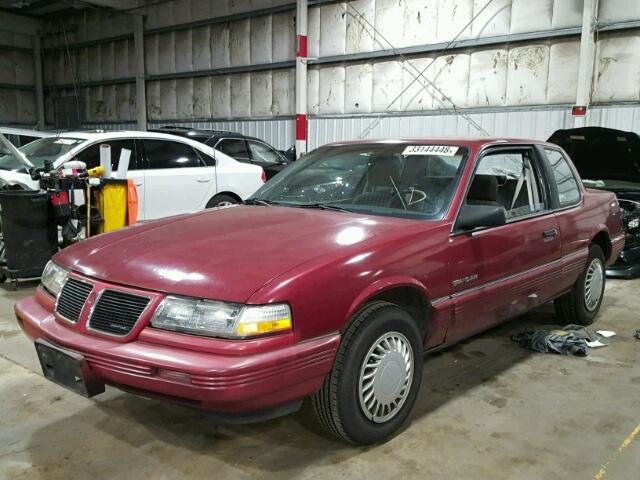 1G2NE14U7MC610240 - 1991 PONTIAC GRAND AM L BURGUNDY photo 2