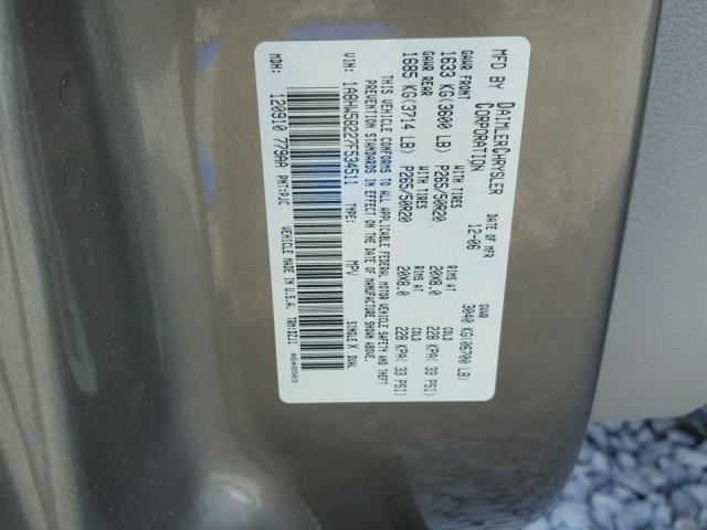 1A8HW58227F534511 - 2007 CHRYSLER ASPEN LIMI 灰色 照片 10