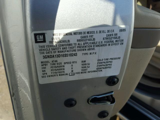 3GNDA13D16S518243 - 2006 CHEVROLET HHR LS GRAY photo 10