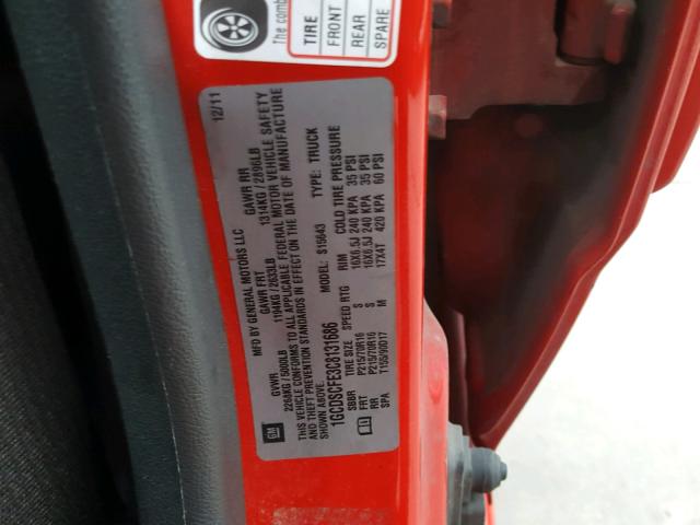 1GCDSCFE3C8131686 - 2012 CHEVROLET COLORADO L RED photo 10