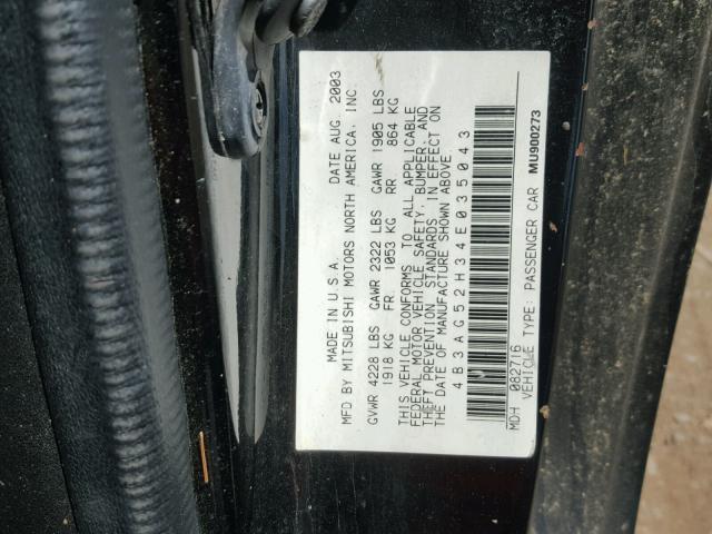 4B3AG52H34E035043 - 2004 DODGE STRATUS R/ BLACK photo 10