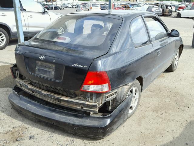 KMHCF35G42U229100 - 2002 HYUNDAI ACCENT L BLACK photo 4