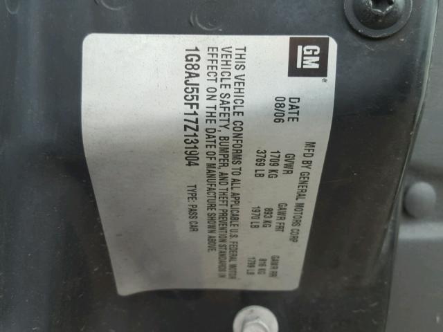 1G8AJ55F17Z131904 - 2007 SATURN ION LEVEL თეთრი ფოტო 10