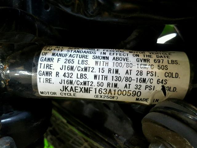 JKAEXMF163A100590 - 2003 KAWASAKI EX250 F GREEN photo 20