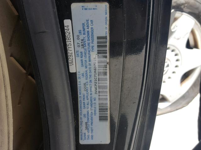 3VWCP21C71M407015 - 2001 VOLKSWAGEN NEW BEETLE 黑色 照片 10