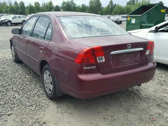 2HGES16543H560968 - 2003 HONDA CIVIC LX BURGUNDY photo 3