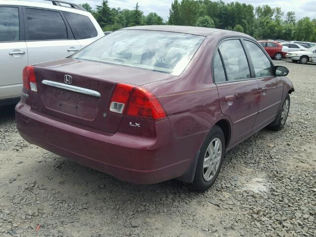 2HGES16543H560968 - 2003 HONDA CIVIC LX BURGUNDY photo 4