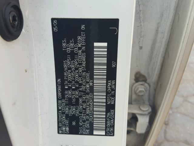 JTLKT324664091301 - 2006 TOYOTA SCION XB WHITE photo 10