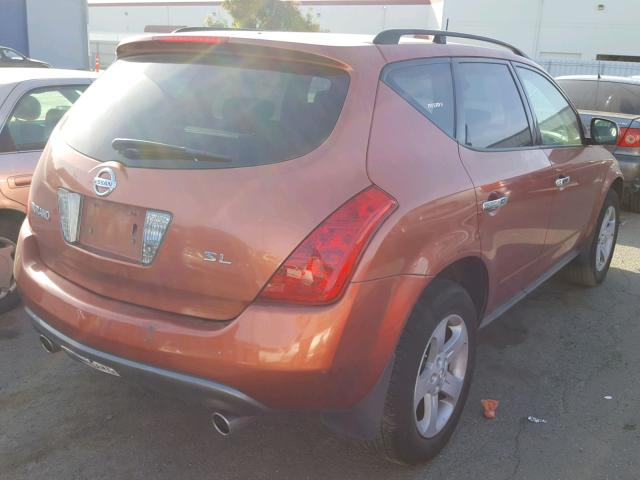 JN8AZ08TX5W304017 - 2005 NISSAN MURANO SL ORANGE photo 4