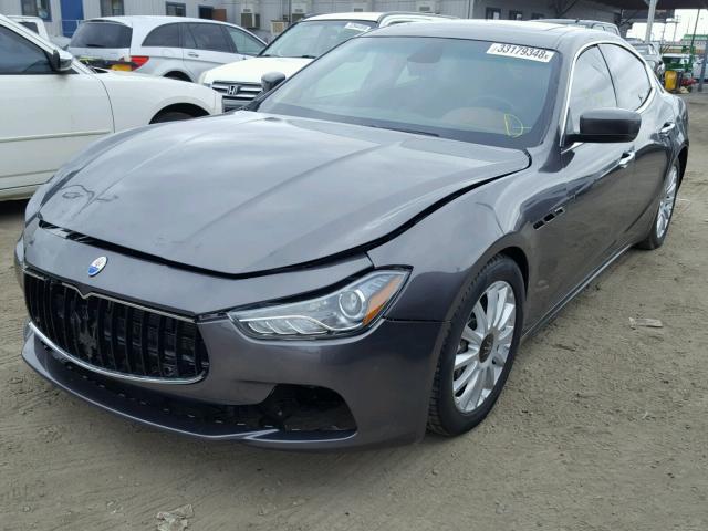 ZAM57XSA2E1082164 - 2014 MASERATI GHIBLI GRAY photo 2