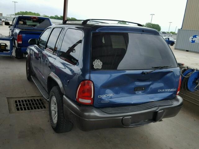 1B4HR38N42F139281 - 2002 DODGE DURANGO SP BLUE photo 3