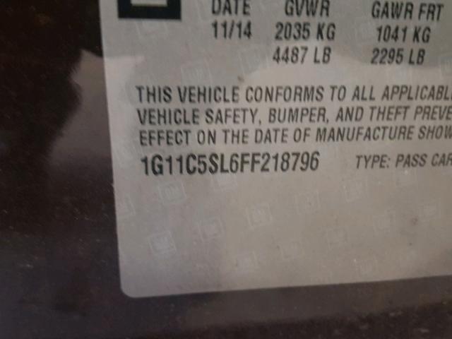 1G11C5SL6FF218796 - 2015 CHEVROLET MALIBU 1LT BURGUNDY photo 10