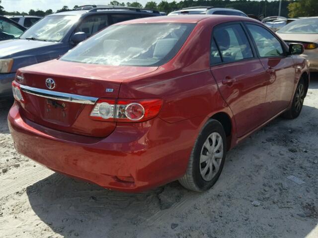 2T1BU4EE2BC575928 - 2011 TOYOTA COROLLA BA RED photo 4