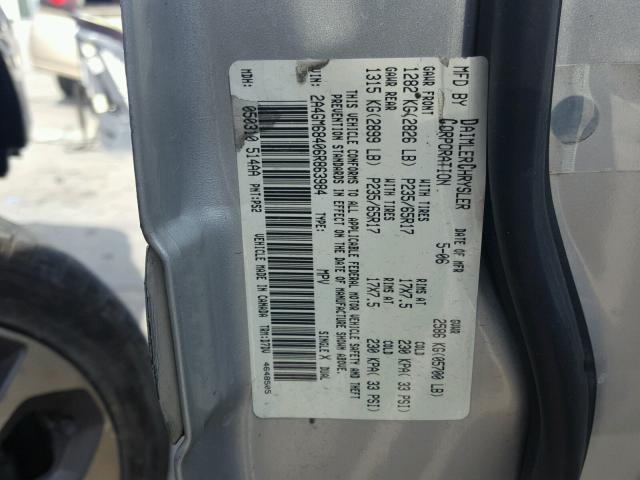2A4GM68406R863984 - 2006 CHRYSLER PACIFICA T SILVER photo 10