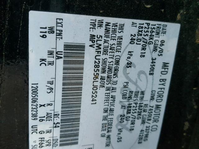 5LMFU28556LJ05241 - 2006 LINCOLN NAVIGATOR 黑色 照片 10