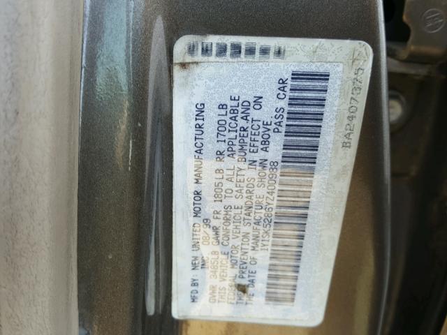 1Y1SK5286YZ400988 - 2000 CHEVROLET GEO PRIZM 金色 照片 10