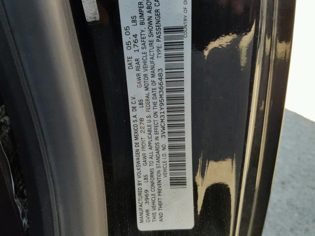 3VWCM31Y95M366483 - 2005 VOLKSWAGEN NEW BEETLE BLACK photo 10