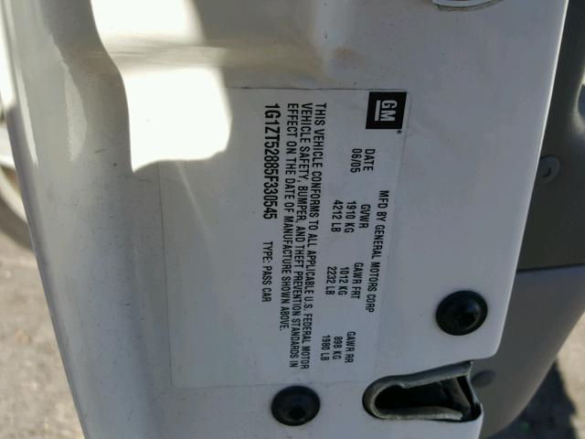 1G1ZT52885F330545 - 2005 CHEVROLET MALIBU LS 白色 照片 10