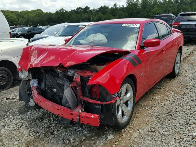 2C3CDXCT6EH264427 - 2014 DODGE CHARGER RED photo 2