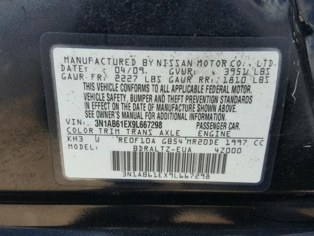 3N1AB61EX9L667298 - 2009 NISSAN SENTRA 2.0 BLACK photo 10