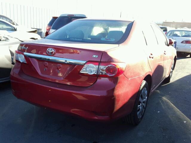 2T1BU4EE1DC001551 - 2013 TOYOTA COROLLA BA RED photo 4