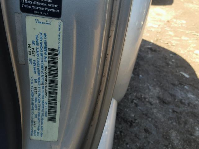 3VWCR31C84M422790 - 2004 VOLKSWAGEN NEW BEETLE ნაცრისფერი ფოტო 10